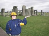 Patrick holds up Stonehenge
